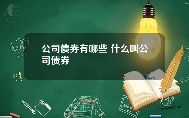 公司债券有哪些 什么叫公司债券